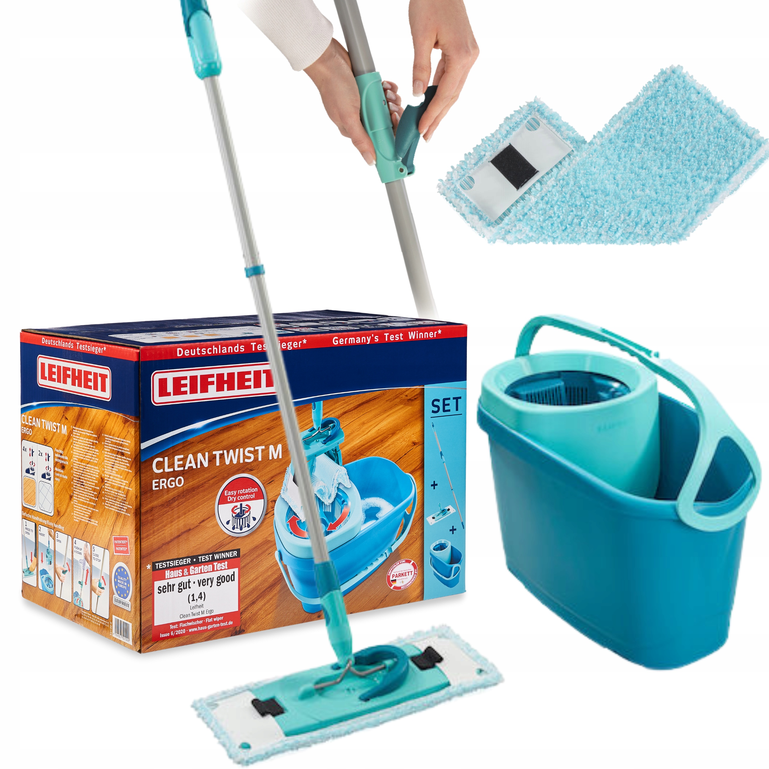 Vedro a odstreďovací mop Leifheit Clean Twist Ergo rotačný mop 52120 33 cm
